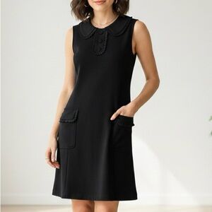 Nanette Lepore Black Mod Ruffle Knee-Length Dress - M